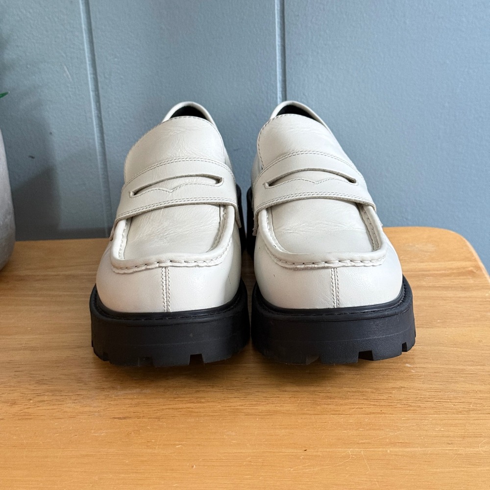 Vagabond Shoemakers Cosmo 2.0 Off White Leather Chunky Lug Sole Penny Loafers 38 - Picture 10 of 13